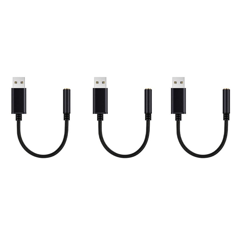 3X USB to 3.5mm Headphone Jack Audio Adapter,External Stereo Sound Card for PC, Laptop,for ,for (0.6 Feet,Black)