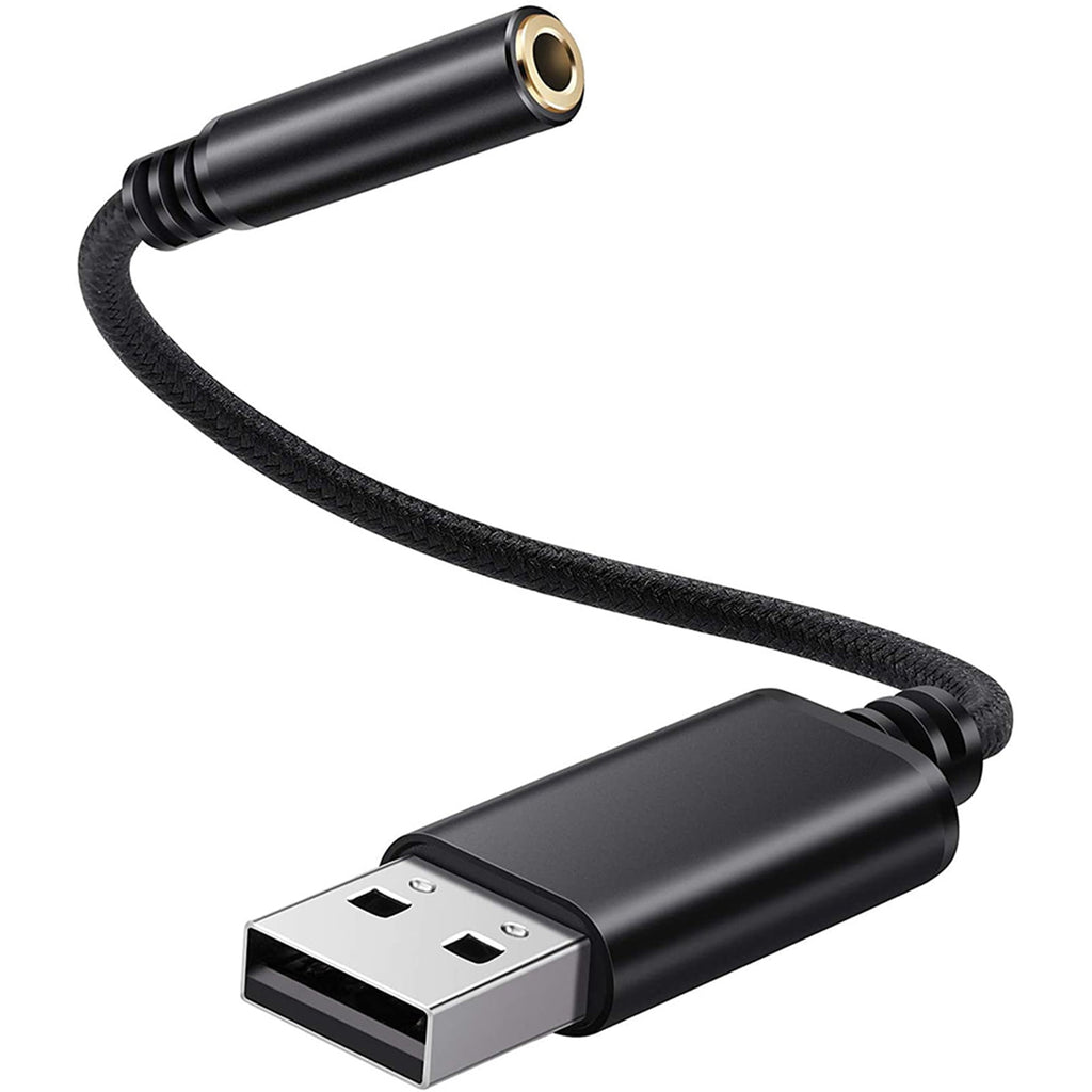 3X USB to 3.5mm Headphone Jack Audio Adapter,External Stereo Sound Card for PC, Laptop,for ,for (0.6 Feet,Black)