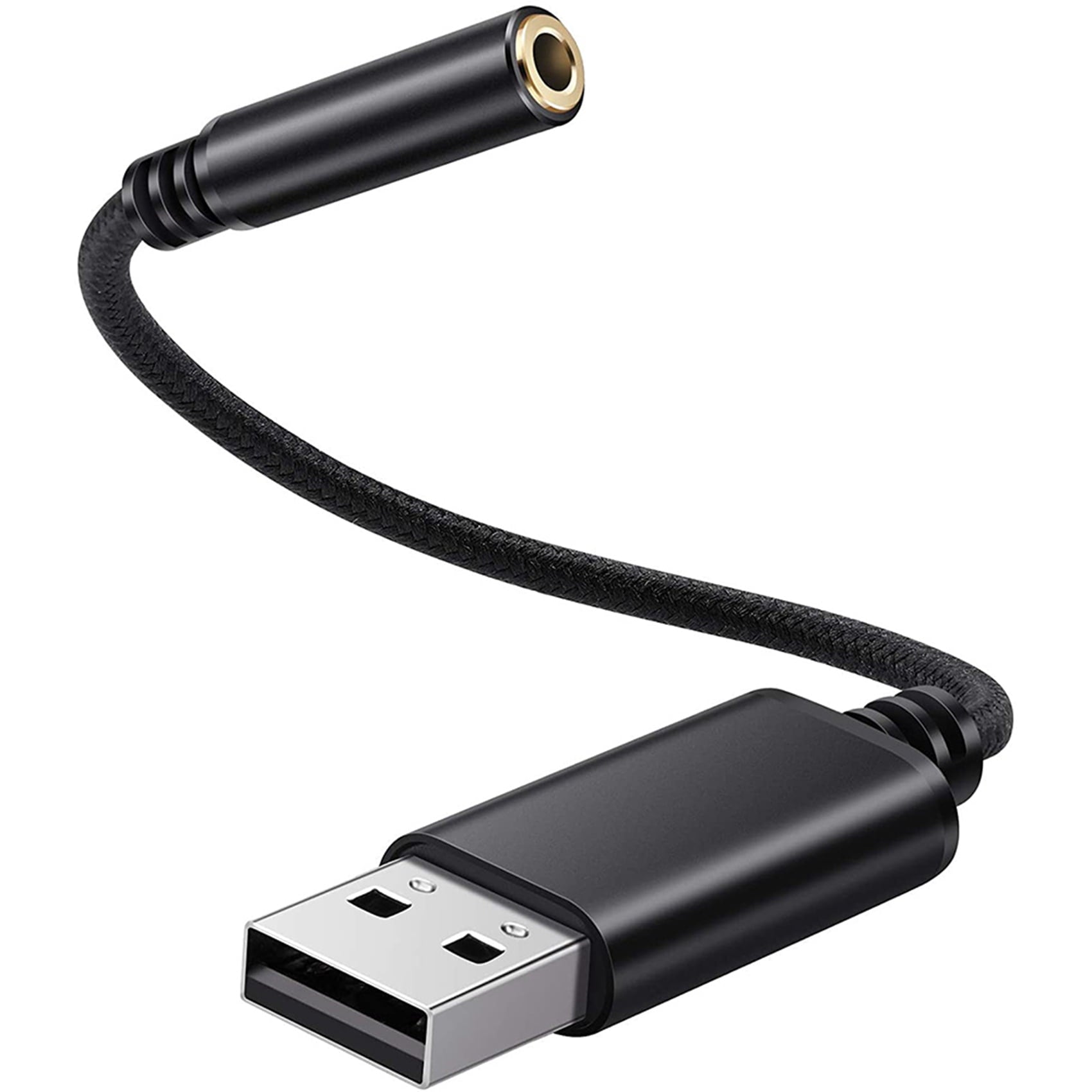 3X USB to 3.5mm Headphone Jack Audio Adapter,External Stereo Sound Card for PC, Laptop,for ,for (0.6 Feet,Black)