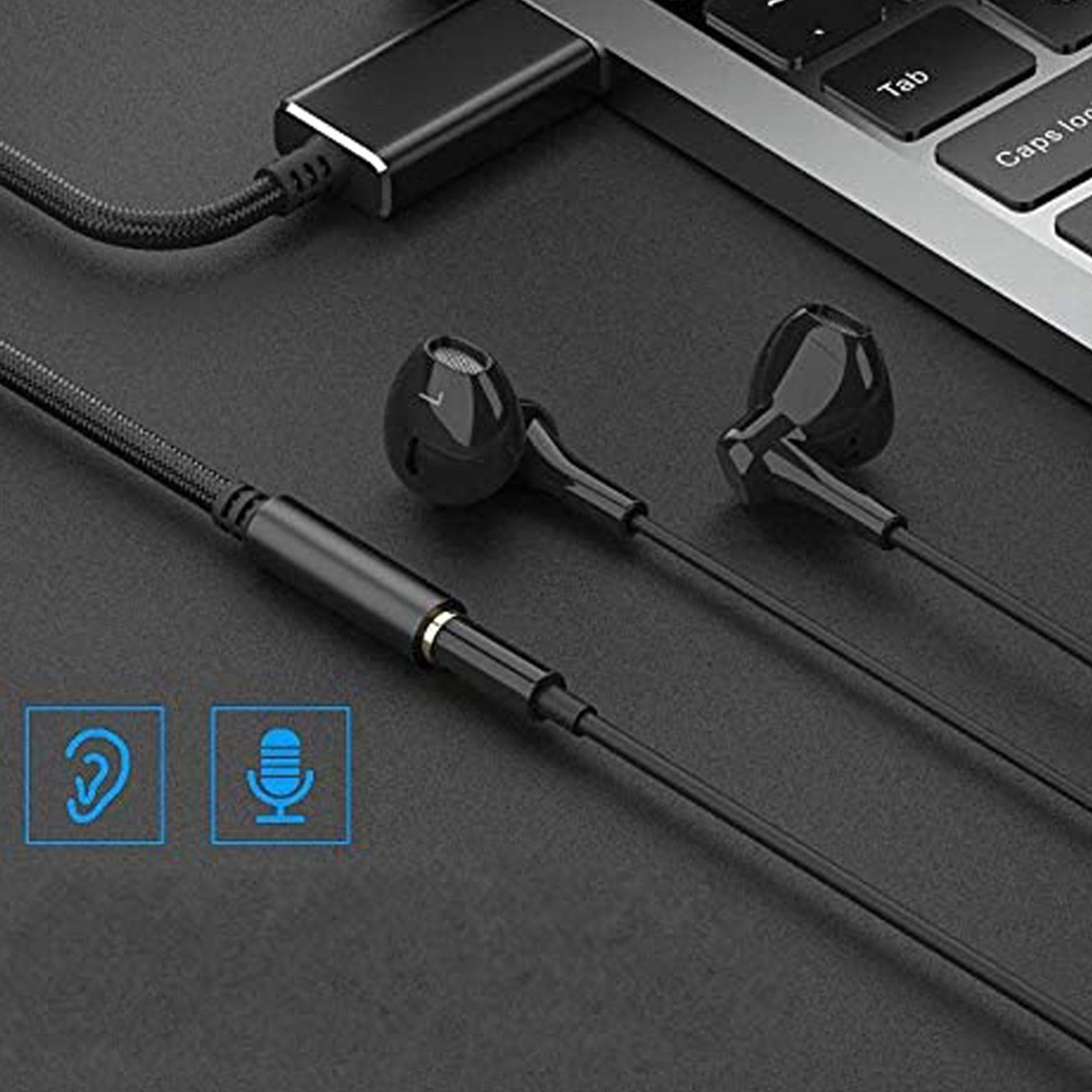3X USB to 3.5mm Headphone Jack Audio Adapter,External Stereo Sound Card for PC, Laptop,for ,for (0.6 Feet,Black)