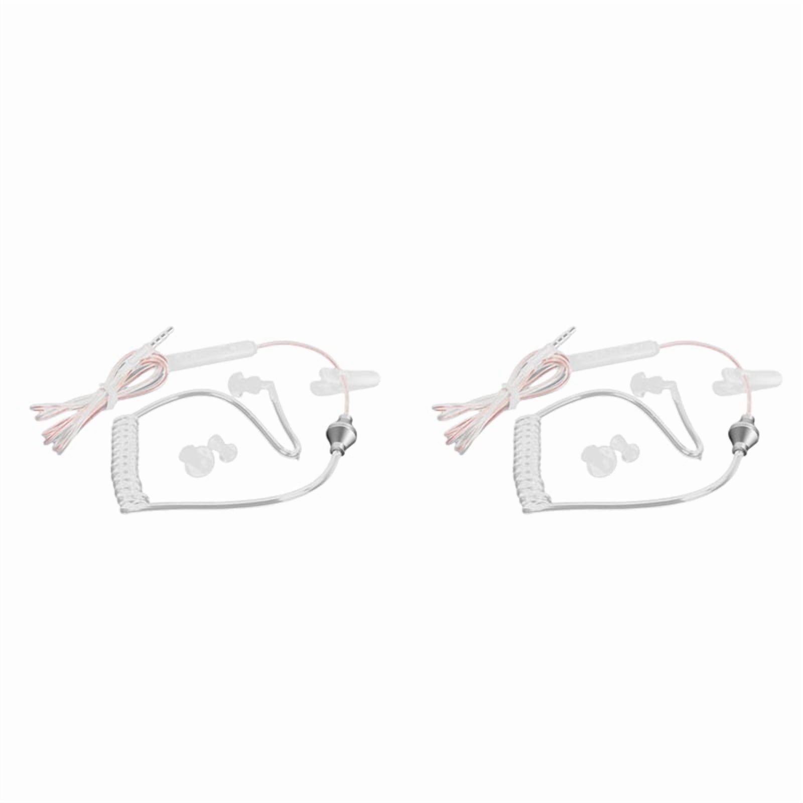 2X Single Headphone 3.5mm Anti Radiation Mobile Phone Earphone with Air Pipe Mic for Phone Transparent,2x Single Headphone,Transparent