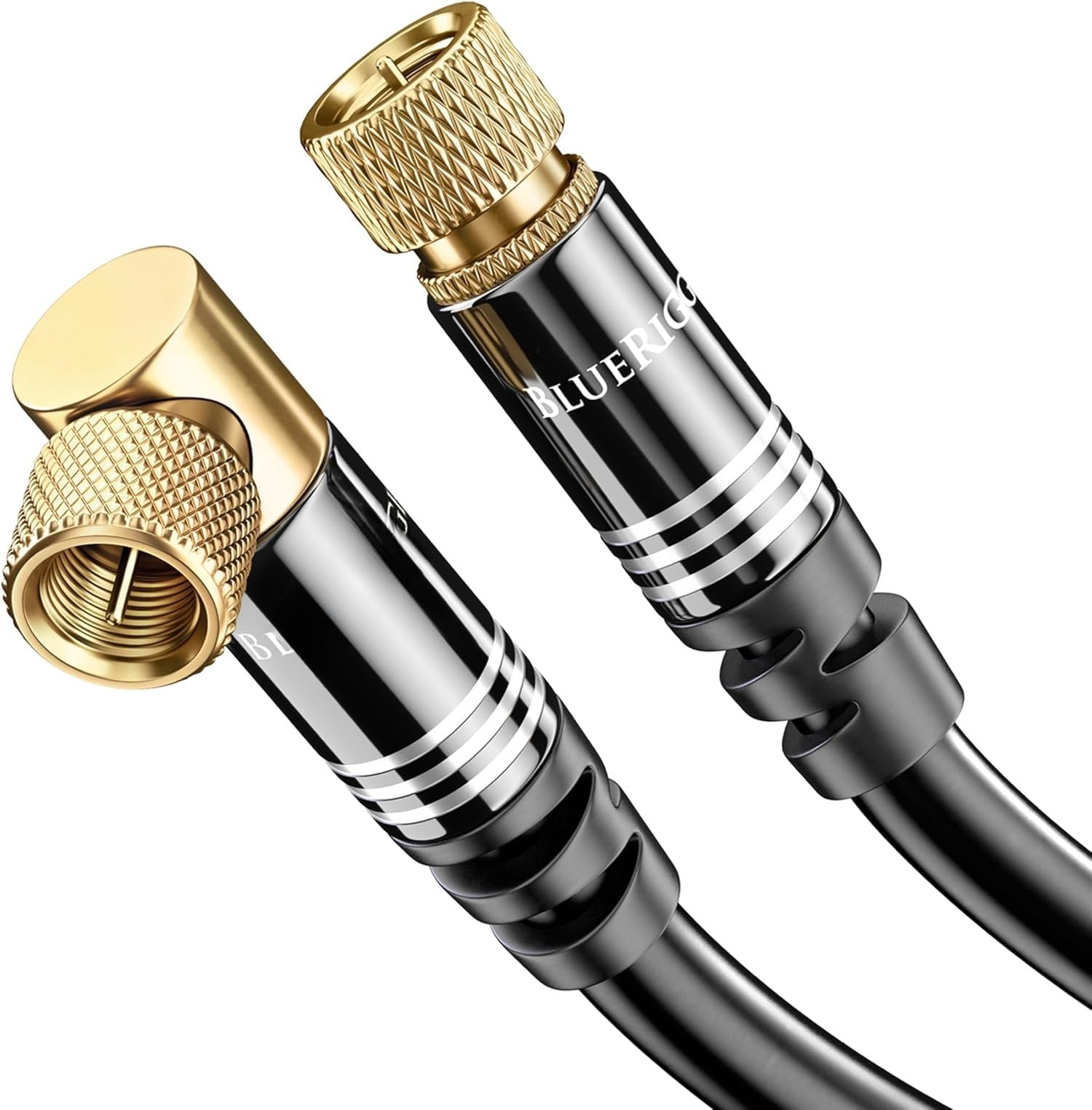 RG6 Coaxial  (3FT, 90? Angled to 90? Angled Connector Pin,  Plated, Triple Shielded) - Digital Audio Video Coax  Cord for HDTV, CATV, Modem,  Receivers