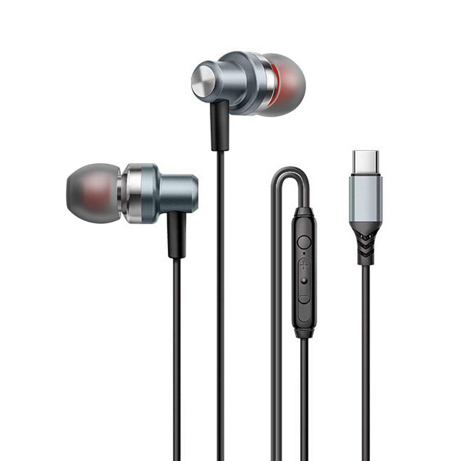 Ergonomic Type C Corded Headphones 120cm Anti Tangling Cord and Clear Sound Metal Stereoed Tuning