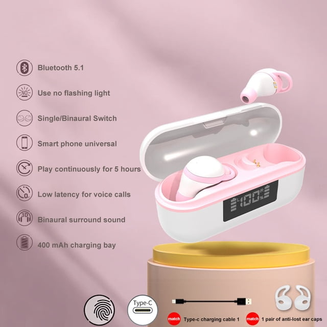 Invisible Earphones Bluetooth 5.2 Wireless Sleeping Earbuds Hidden Headphones Type C Mini Earpiece With Mic For Small Ears