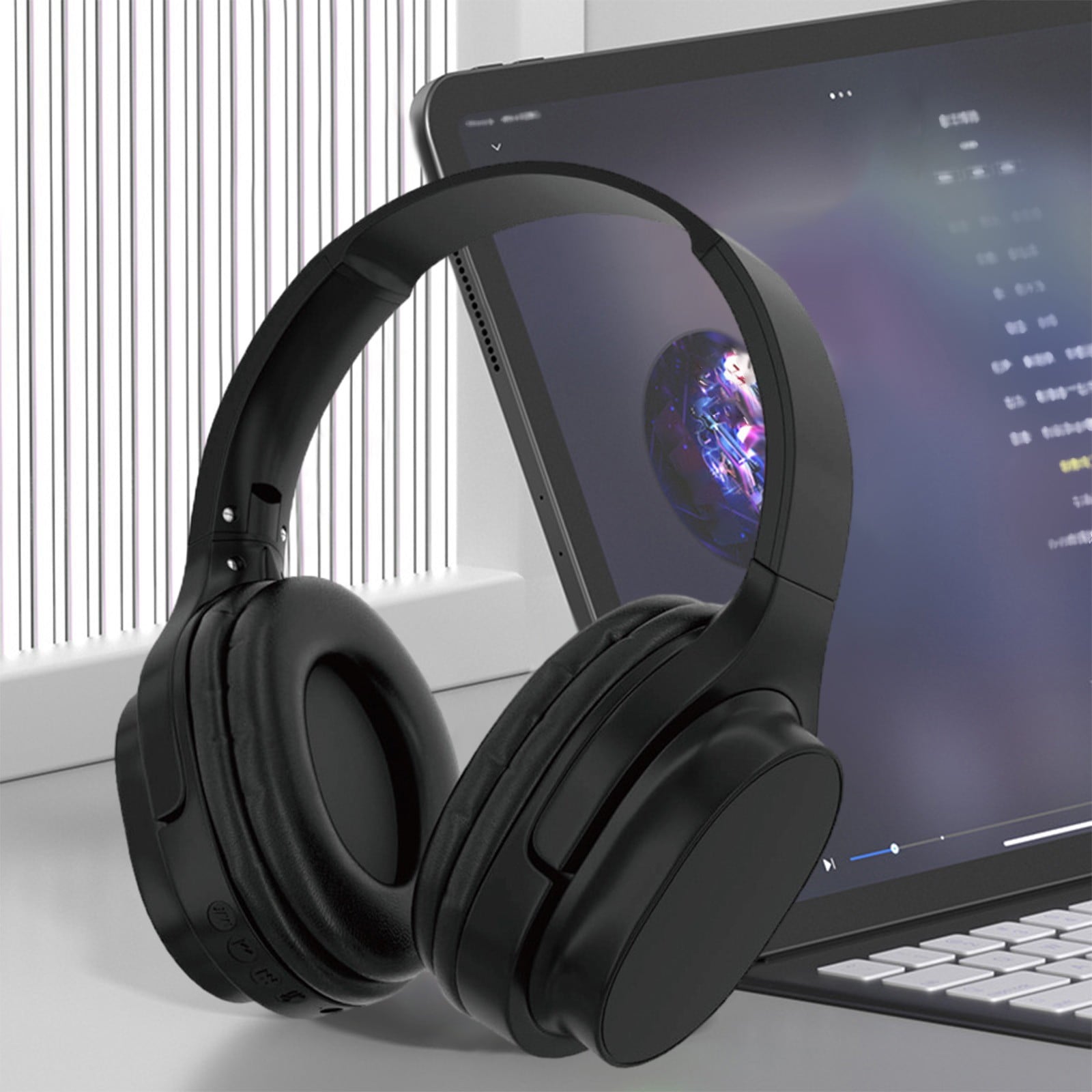 Wireless Headphones with Active Noise Cancellation, Over Ear Bluetooth 5.0 for Immersive Sound, Long Battery Life, Built-in Mic for Calls, Comfortable Design for Work, Travel, and Gaming